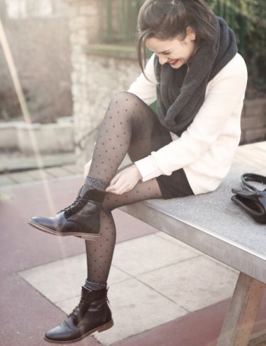 Light legs tights - glamorous, soft, comfortable, little square pattern